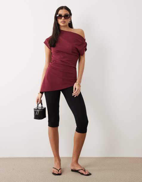 Gina Tricot - Asymmetrische top in bordeauxrood - view 1