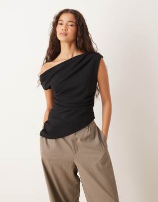 Gina Tricot - Asymmetrisches Oberteil in Schwarz