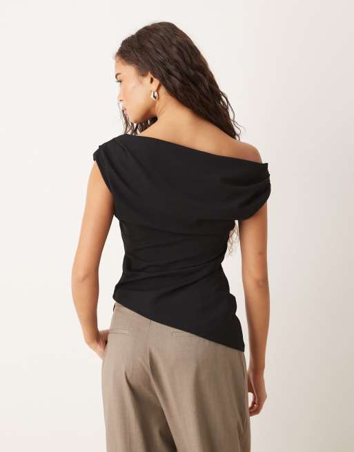 Gina Tricot – Asymmetrisches Oberteil in Schwarz, 2 von 4