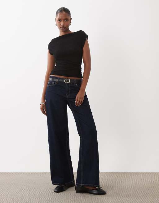 Gina Tricot asymmetrisk offshoulder-top i sort, 2 af 4