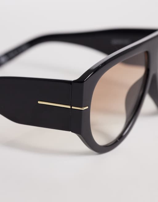 Gina Tricot – Auffällige Pilotensonnenbrille in Schwarz , 2 von 3