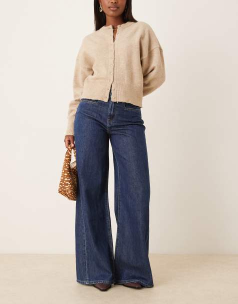Gina Tricot – Ausgestellte Palazzo-Jeans in dunkler, indigoblauer Waschung mit weitem Bein - view 1