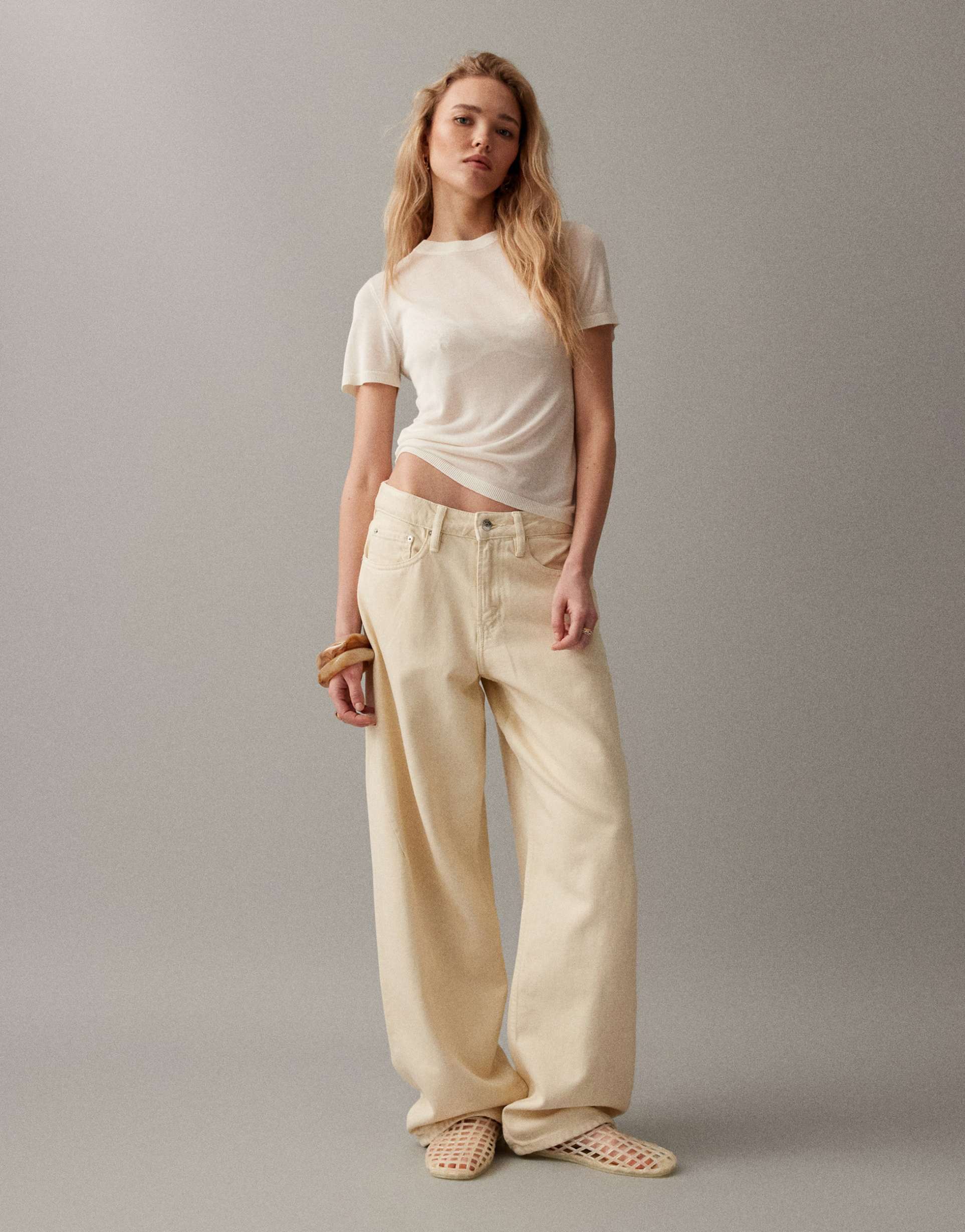 gina tricot baggy barrel leg jeans in lemon yellow