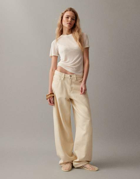 Gina Tricot baggy barrel leg jeans in lemon yellow