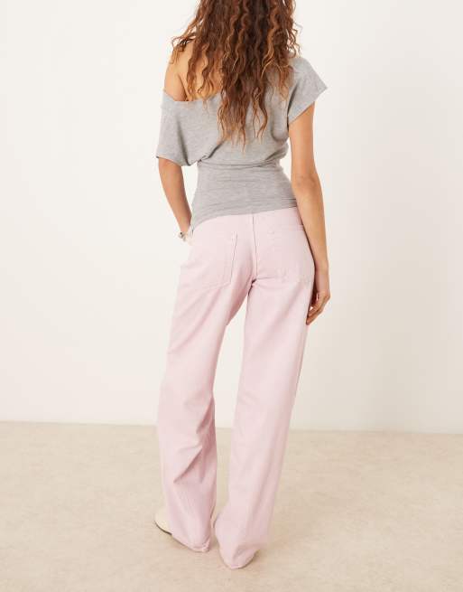 Gina Tricot baggy barrel leg jeans in light pink, 3 of 5