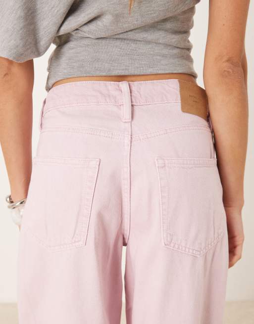 Gina Tricot baggy barrel leg jeans in light pink, 5 of 5