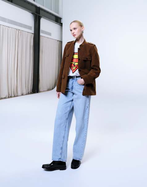 Gina Tricot baggy barrel leg jeans in lightwash blue - view 1