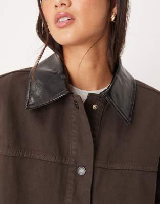 Gina Tricot Barn Denim Jacket In Brown