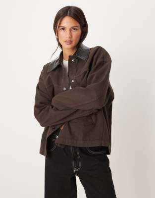 Gina Tricot - Barn-Jeansjacke in brauner Waschung-Brown