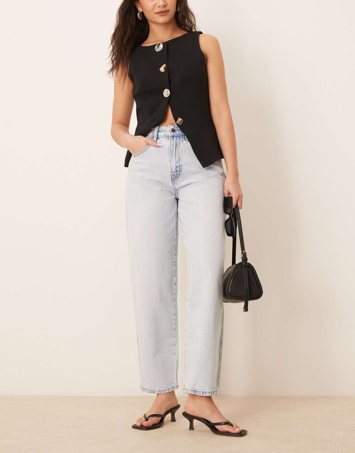 Gina Tricot barrel leg jeans in light wash blue