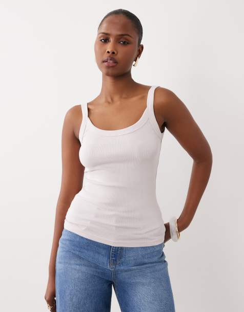 Gina Tricot basic rib singlet in lavendar purple - view 1