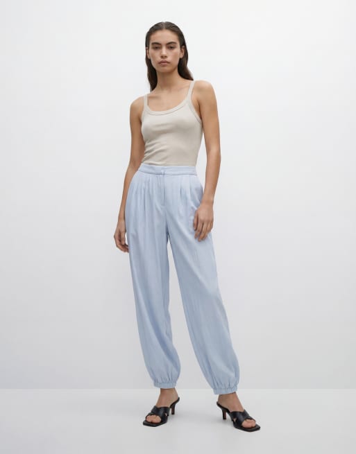 Gina Tricot basics ribbed tank top in heathered beige, 8 of 11