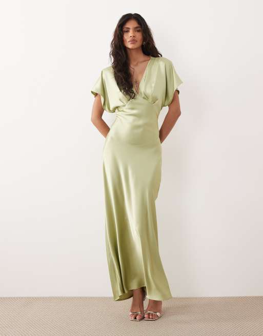 plunge satin wrap dress GINA TRICOT - Maxi Dress - Women - Polyester/Spandex - 34 EU