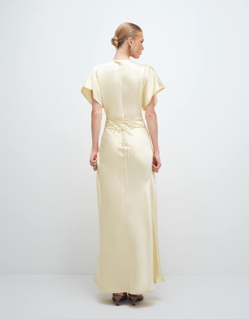 knee length dresses for ladies Lisa Maxi Dress, in Light Pink Luxe Satin, Size: Large | Show Me Your Mumu