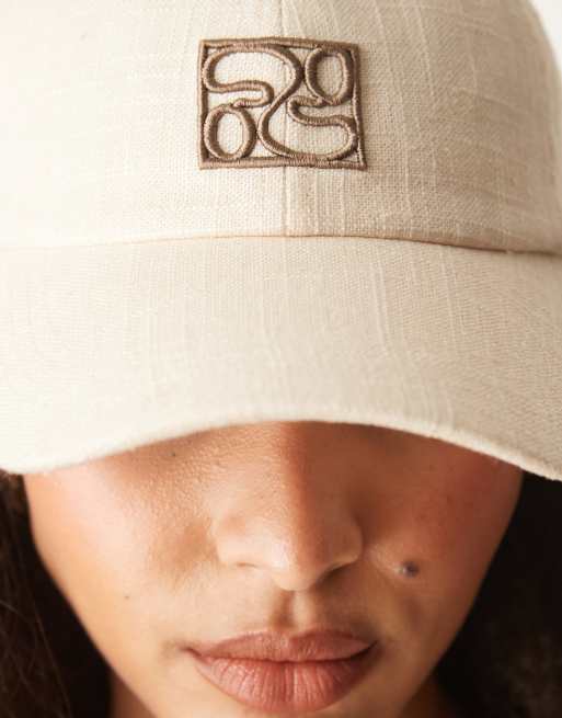 Gina Tricot - Beige kasket med broderi, 2 af 3