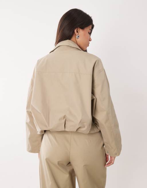 Gina Tricot – Beige, kort jacka med hög krage, del av set, 3 av 4