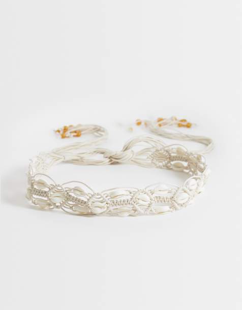 Gina Tricot - Beige macrame-bælte med muslingedetaljer - view 1