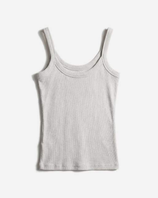 Gina Tricot - Beige meleret basis-top med ribber, 5 af 7
