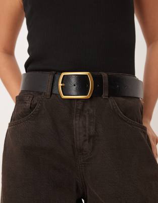Gina Tricot Belt With Gold Buckle In Black
