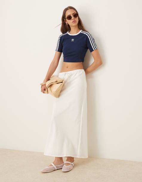Gina Tricot drawstring maxi skirt in white
