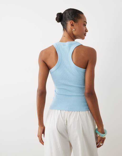 Gina Tricot - Blå tanktop med racerryg, 4 af 4