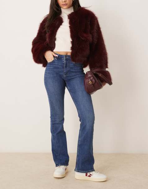 Gina Tricot – Blå, tvättade jeans med hög midja, utsvängd design och stretch - view 1