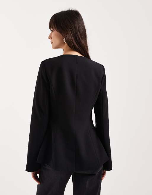 Gina Tricot - Blazer accollato nero sagomato, 2 di 4