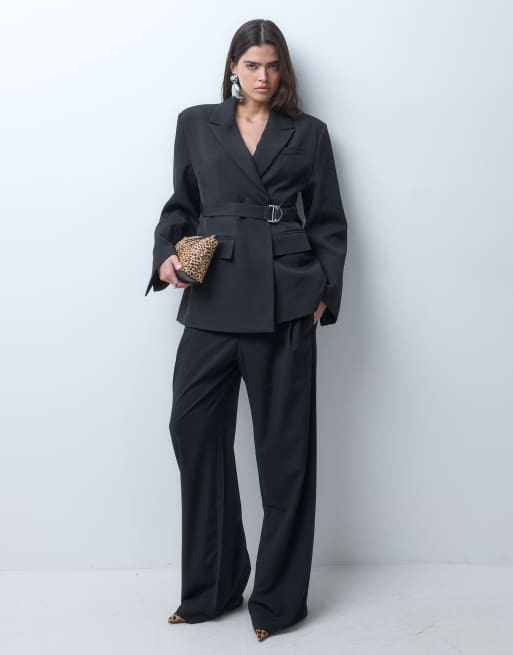 Gina Tricot Blazer mit Gürtel in Schwarz, 2 von 5
