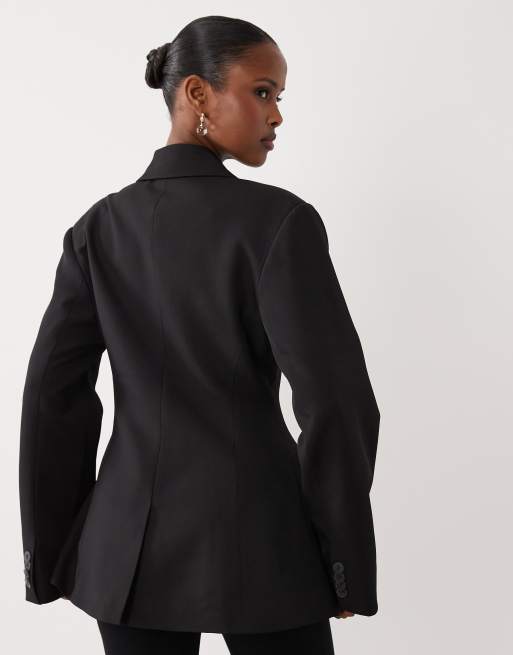 Gina Tricot - Blazer sagomato nero con spalle imbottite, 4 di 4
