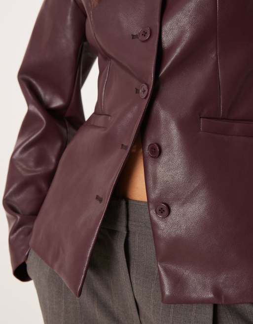 Gina Tricot - Blazer structuré en PU - Bordeaux, 3 de 4