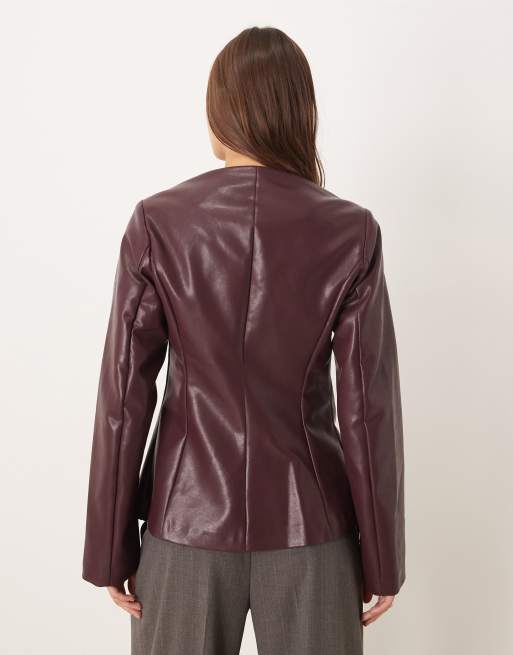 Gina Tricot - Blazer structuré en PU - Bordeaux, 4 de 4