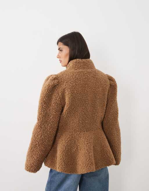 Gina Tricot blazerjas met structuur en borgkraag in camel, 4 van 4