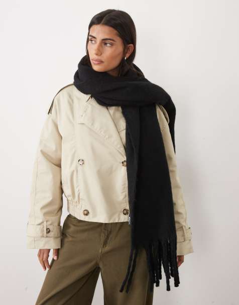 Gina Tricot blød chunky tørklæde i sort - view 1