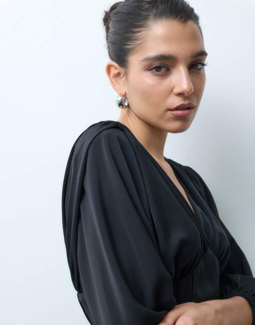 Gina Tricot blouse corset col V noire, 3 de 5