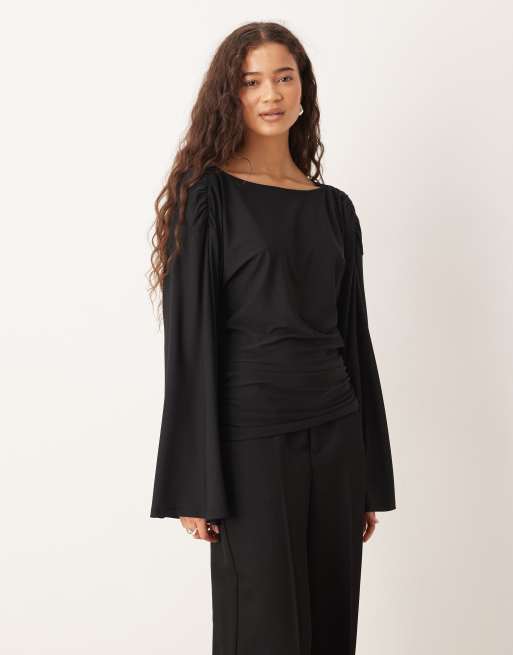Gina Tricot - Blouse drapée au dos - Noir, 4 de 4