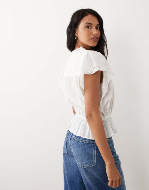 Gina Tricot - Blouse sans manches en coton à broderies - Blanc, 4 de 4