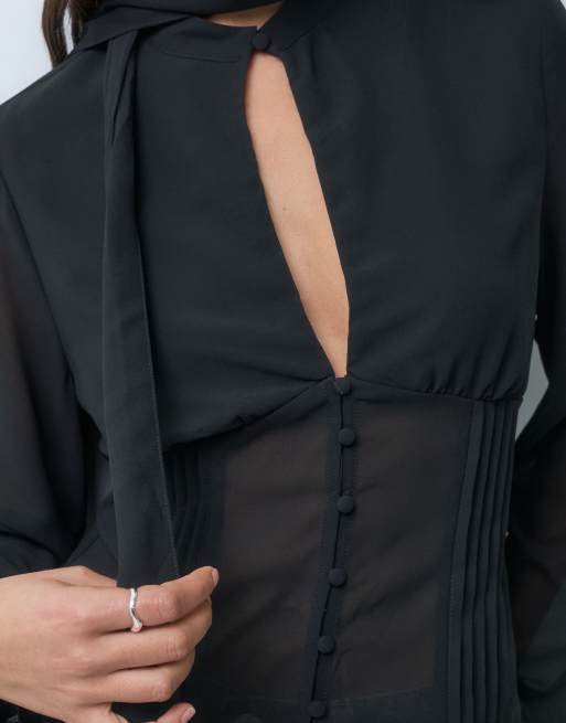 Gina Tricot blusa in chiffon nera, 5 di 5