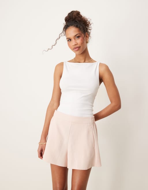 Gina Tricot boatneck slinky top in white, 4 of 4