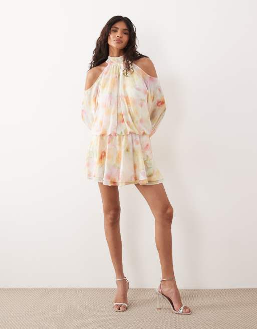 Gina Tricot – Boho-Minikleid aus Chiffon mit buntem Blumenmuster, 2 von 4
