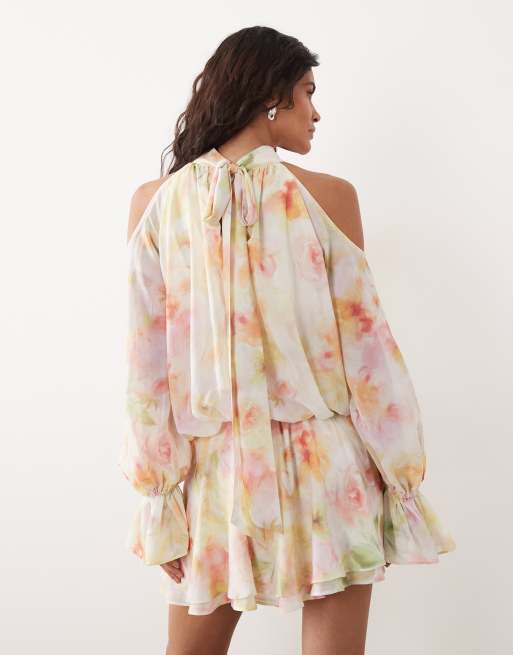 Gina Tricot – Boho-Minikleid aus Chiffon mit buntem Blumenmuster, 3 von 4