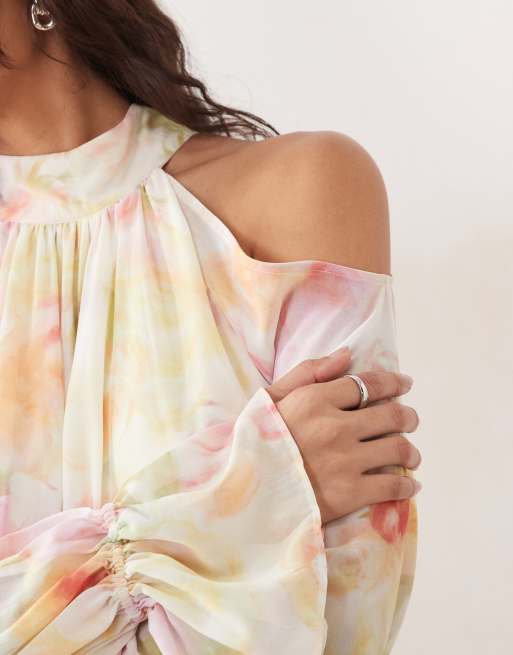 Gina Tricot – Boho-Minikleid aus Chiffon mit buntem Blumenmuster, 4 von 4