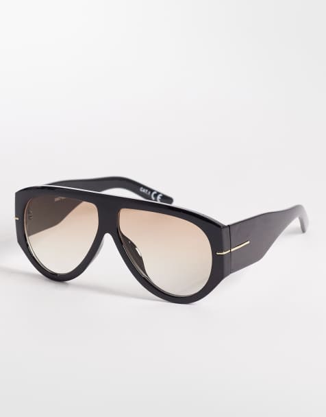 Gina Tricot bold aviator sunglasses in black - view 1
