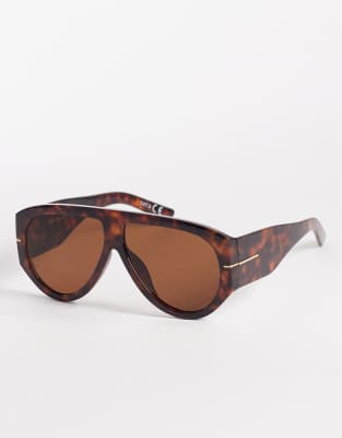 Gina Tricot Bold Aviator Sunglasses In Brown