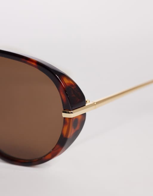 Gina Tricot - Bold - Aviator zonnebril in tortoise bruin, 3 van 3
