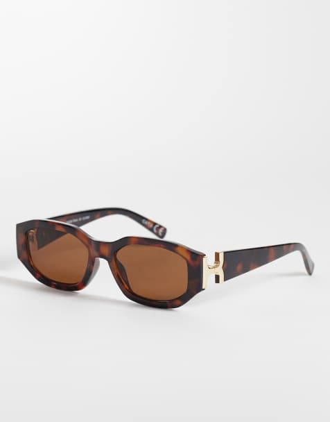Gina Tricot bold cat eye sunglasses in brown - view 1