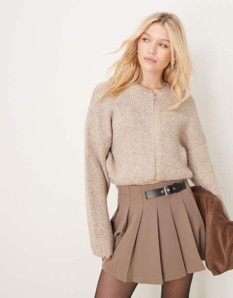 Gina Tricot - Bomber zippé en maille - Beige chiné - view 1