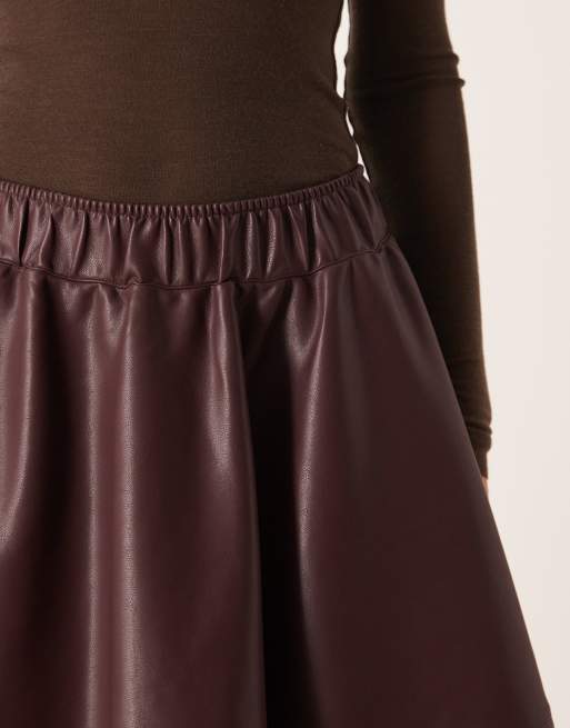 Gina Tricot - Bordeaux mininederdel i PU, 4 af 5