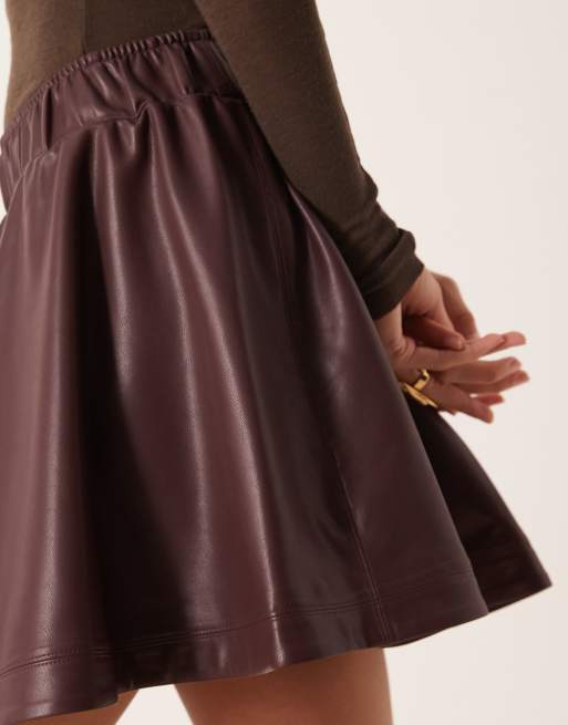 Gina Tricot - Bordeaux mininederdel i PU, 5 af 5