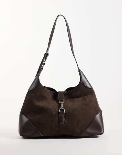 Gina Tricot borsa a spalla con dettaglio a clip marrone scuro - view 1