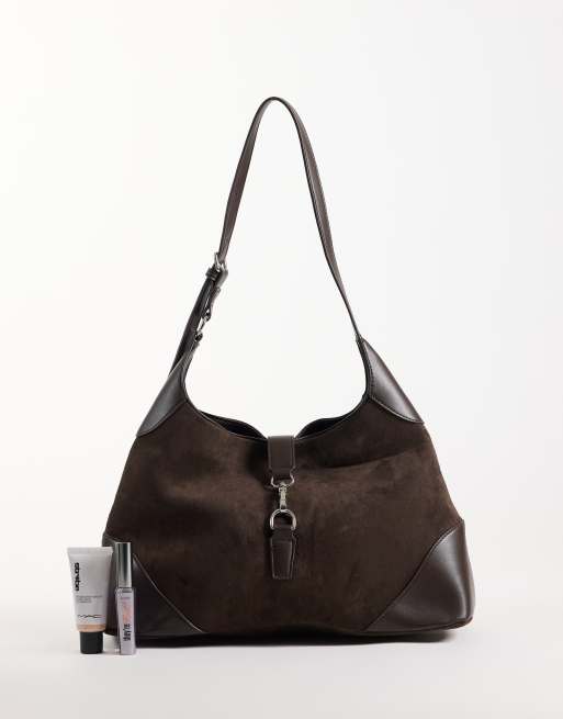 Gina Tricot borsa a spalla con dettaglio a clip marrone scuro, 2 di 4